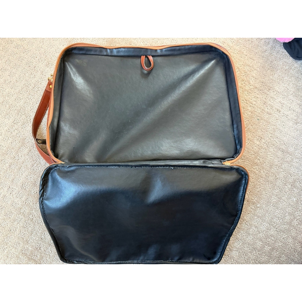Fendi Pequin Vintage Travel Duffle Bag Canvas Leather Black Brown - Picture 9 of 12